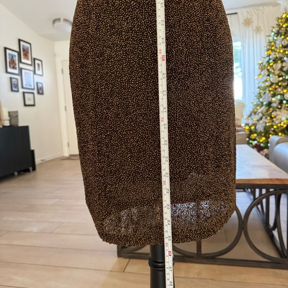 Riaziee Boutique Bronze Pure Silk Formal Beaded Mini Dress Size 4 - Picture 15 of 17